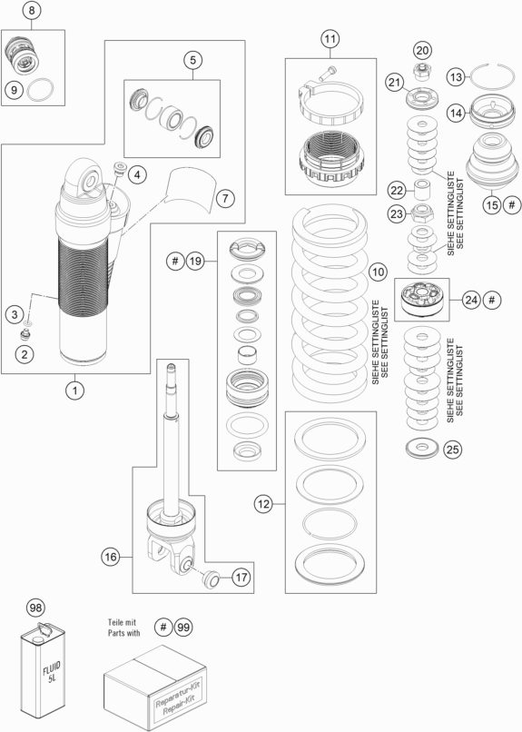 Náhled schématu SHOCK ABSORBER DISASSEMBLED