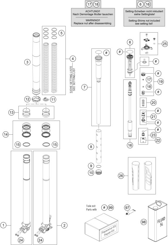 Náhled schématu FRONT FORK DISASSEMBLED