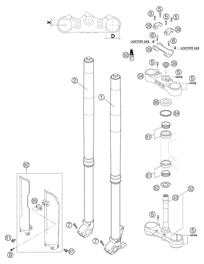 Náhled schématu FRONT FORK, TRIPLE CLAMP