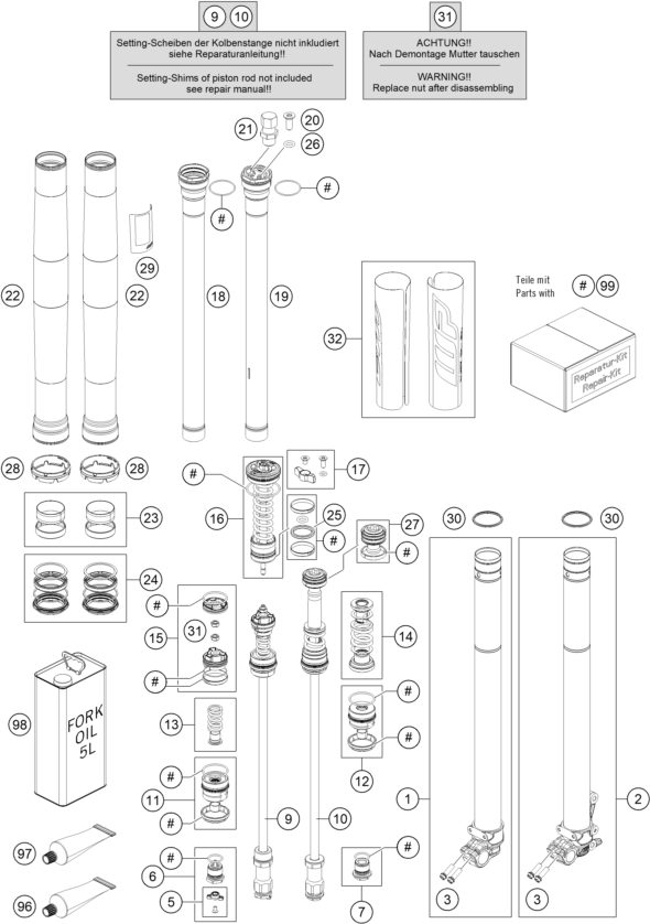 Náhled schématu FRONT FORK DISASSEMBLED