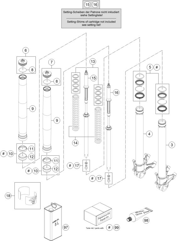 Náhled schématu FRONT FORK DISASSEMBLED