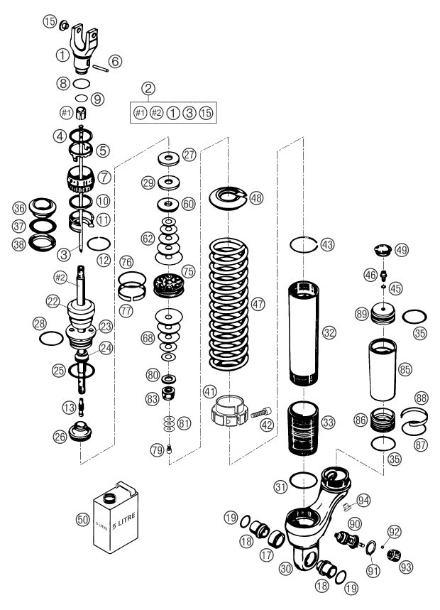 Náhled schématu SHOCK ABSORBER DISASSEMBLED