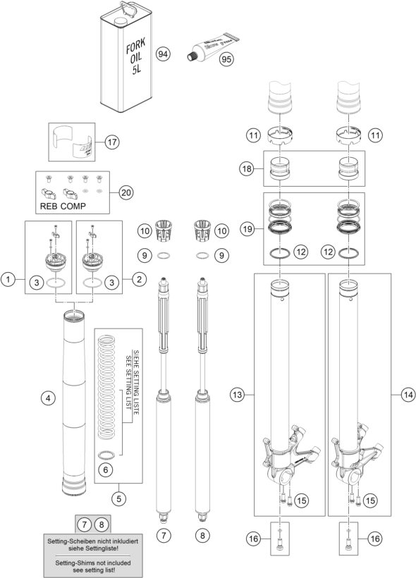 Náhled schématu FRONT FORK DISASSEMBLED