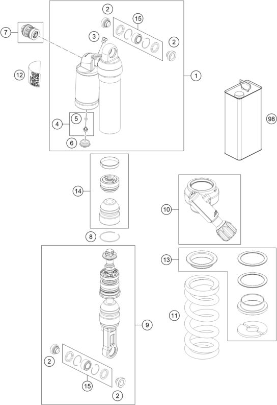 Náhled schématu SHOCK ABSORBER DISASSEMBLED
