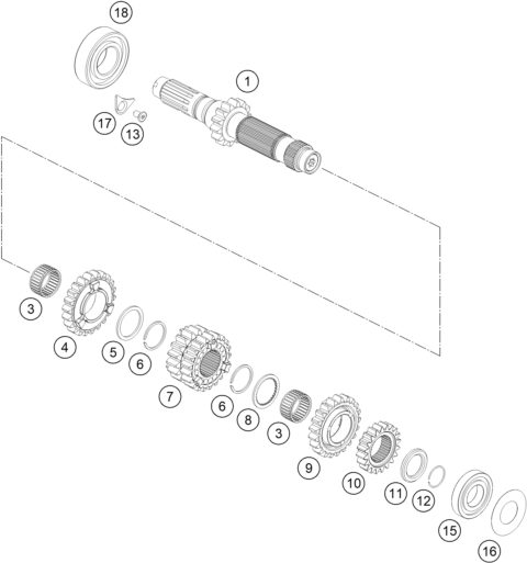 Náhled schématu TRANSMISSION I - MAIN SHAFT