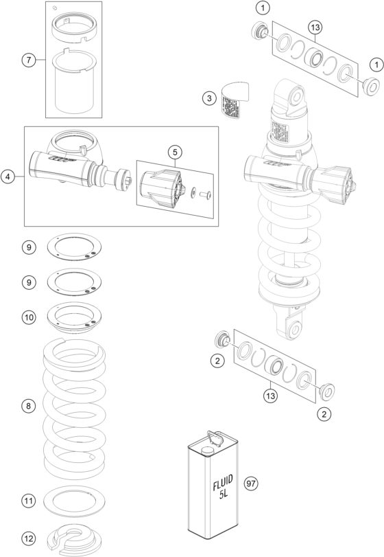 Náhled schématu SHOCK ABSORBER DISASSEMBLED