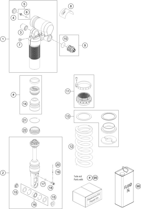 Náhled schématu SHOCK ABSORBER DISASSEMBLED