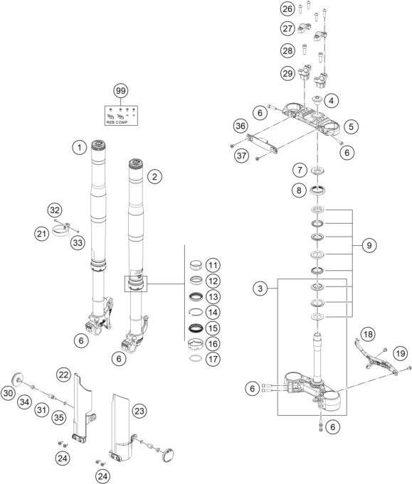 Náhled schématu FRONT FORK, TRIPLE CLAMP