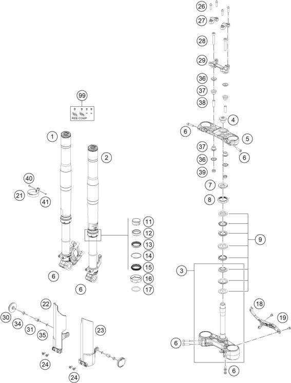 Náhled schématu FRONT FORK, TRIPLE CLAMP