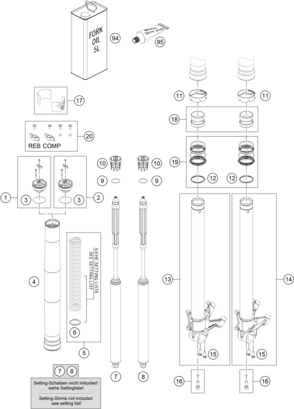 Náhled schématu FRONT FORK DISASSEMBLED