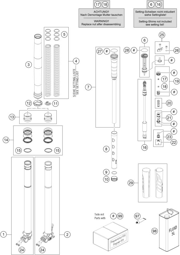 Náhled schématu FRONT FORK DISASSEMBLED